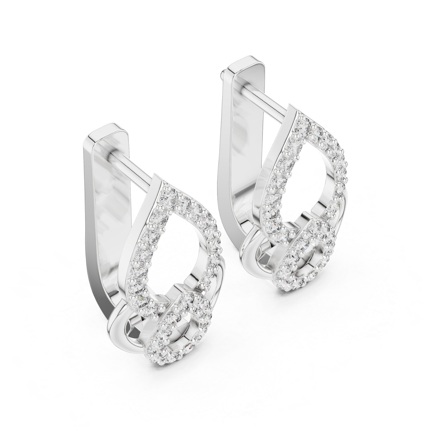 Elegant Diamond Drop Earrings with Teardrop Openwork Luxury