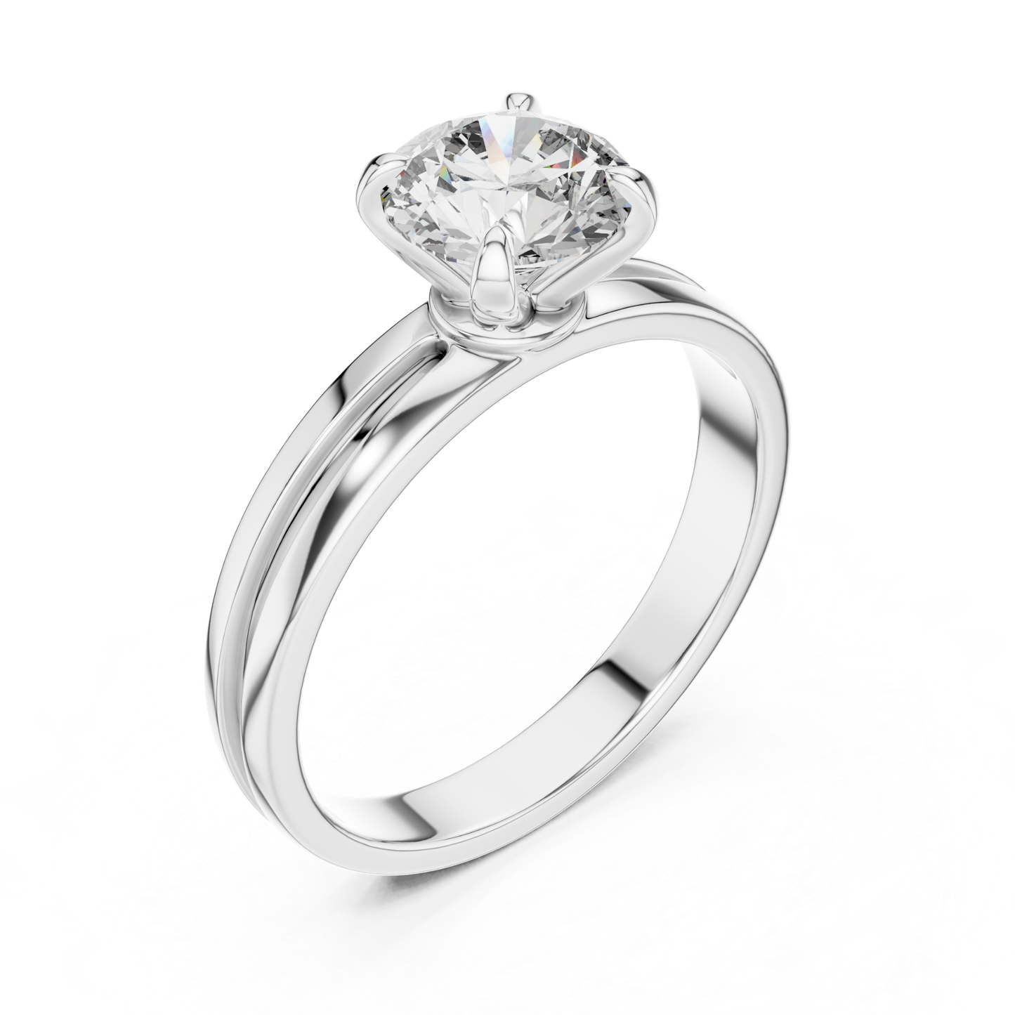 Round Diamond Plain Band Ring | 18K Gold Fine Jewelry