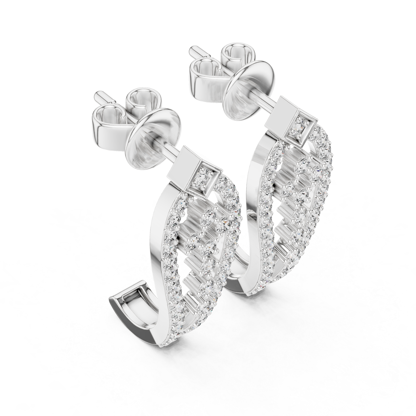 Geometric Diamond Drop Earrings with Openwork Elegance | Modern Luxury