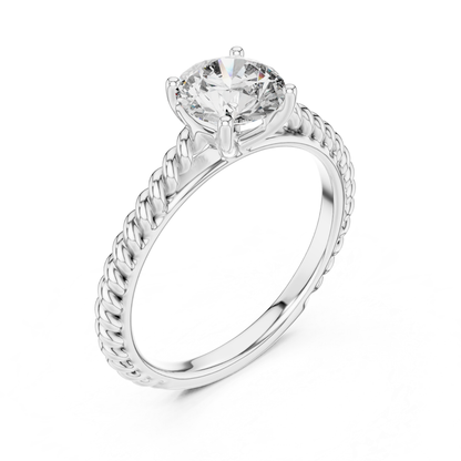 Round Diamond Rope Band Ring | 18K Gold Fine Jewelry