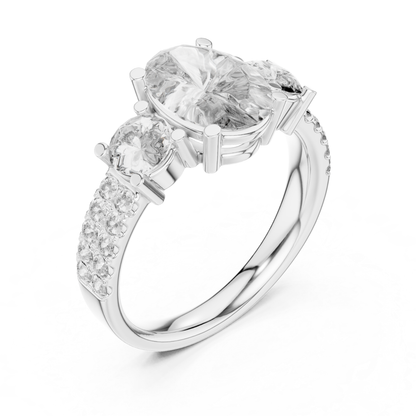 Oval Cut Three Stone Diamond Ring | Luxury Gold Engagement Style