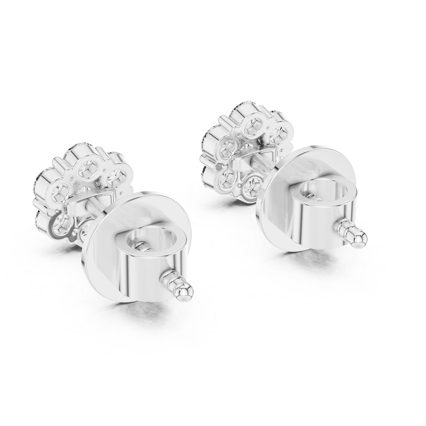Round Diamond Cluster Stud Earrings with Prong Setting | 18K