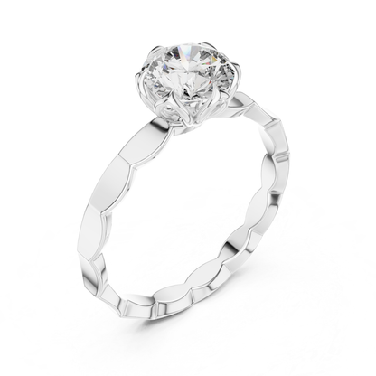 Round Diamond Floral Band Ring | 18K Gold Fine Jewelry