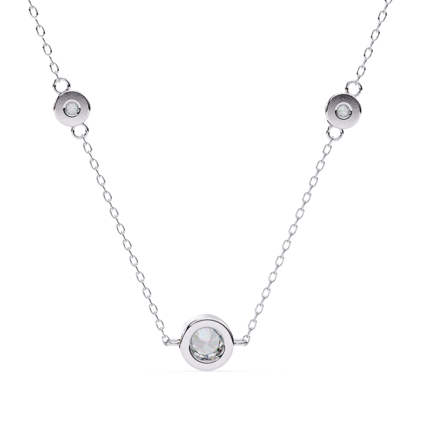 Rundschliff Trio Lab Grown Diamantanhänger mit Kette | 18K