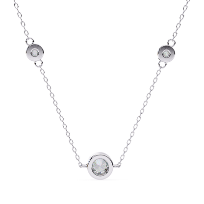 Rundschliff Trio Lab Grown Diamantanhänger mit Kette | 18K