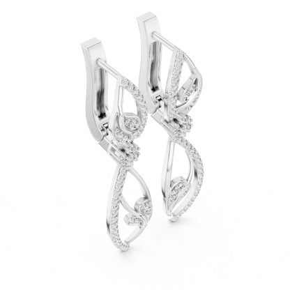Floral Leaf Diamond Drop Earrings | Elegant Nature Inspired Luxury