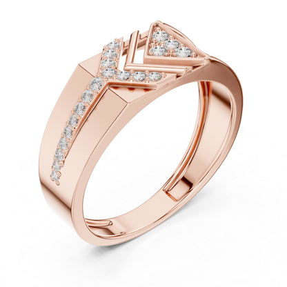 Luxury Round Diamond Chevron Band | Modern Statement Style