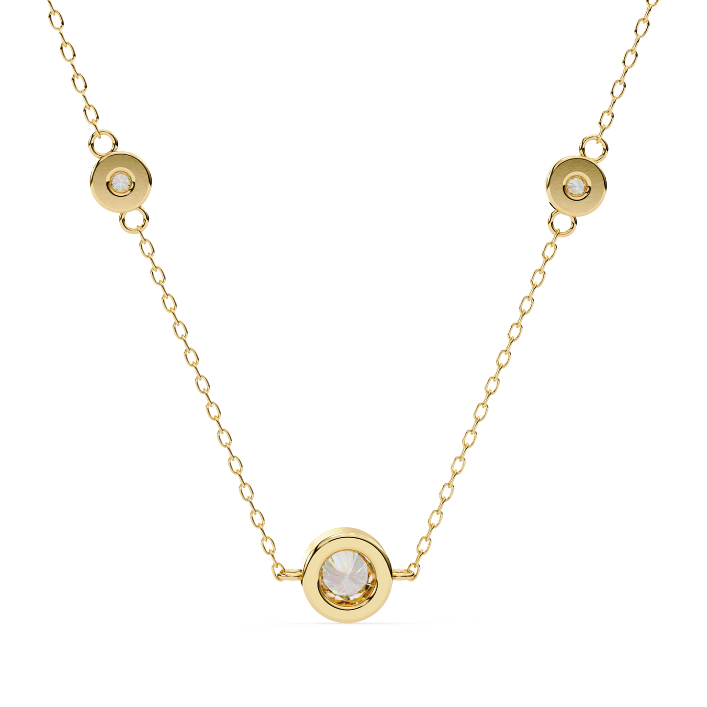 Rundschliff Trio Lab Grown Diamantanhänger mit Kette | 18K