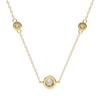 Rundschliff Trio Lab Grown Diamantanhänger mit Kette | 18K