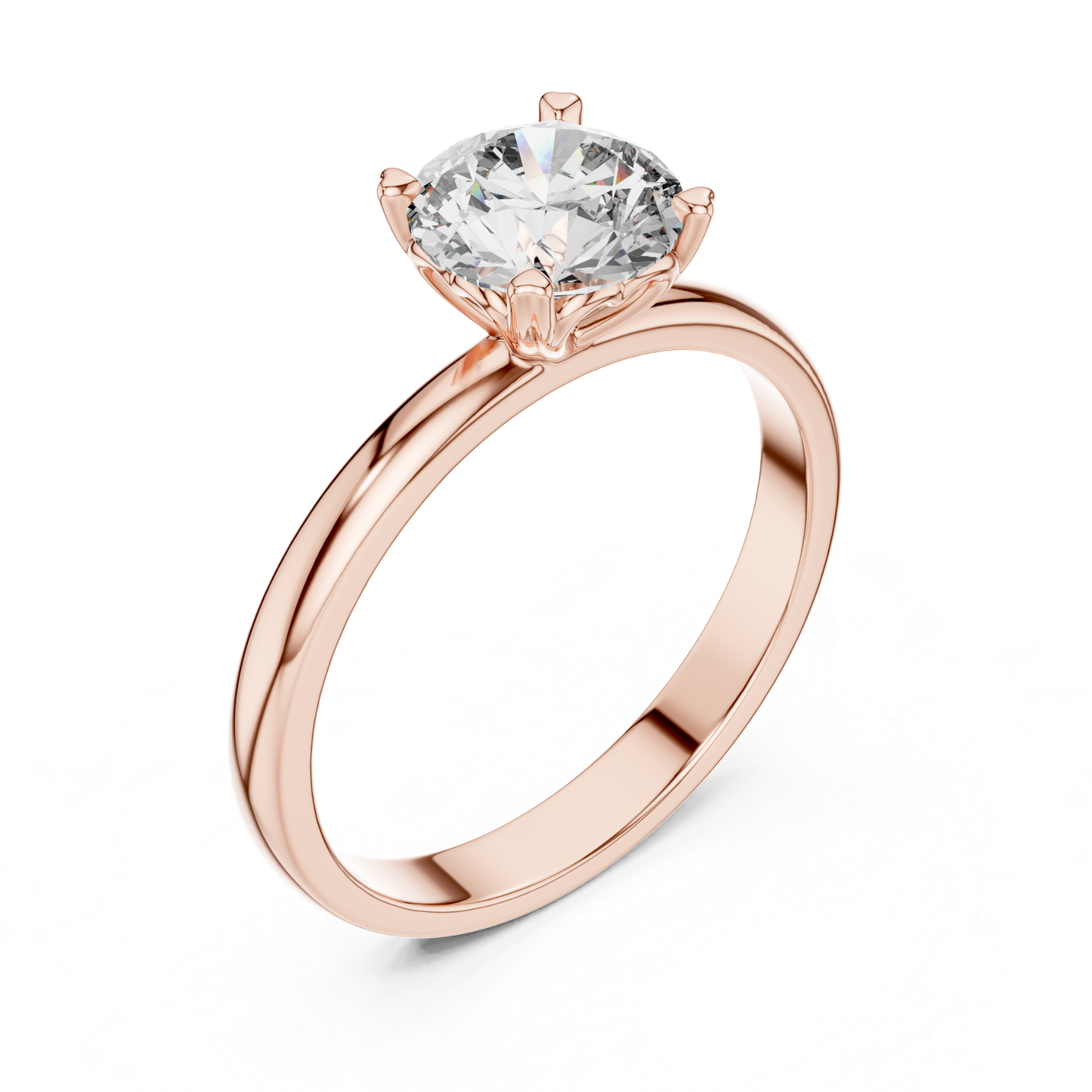 Round Diamond Simple Band Ring | 18K Gold Fine Jewelry