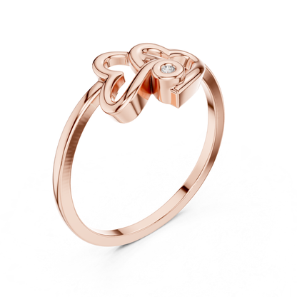 Double Heart Diamond Open Ring | Elegant Love Jewelry Style