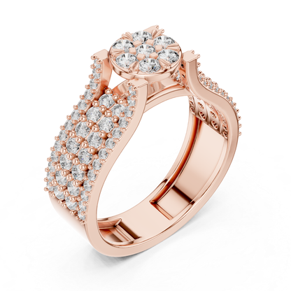 Flower Cluster Diamond Ring | Luxury Pave Gold Ring Style