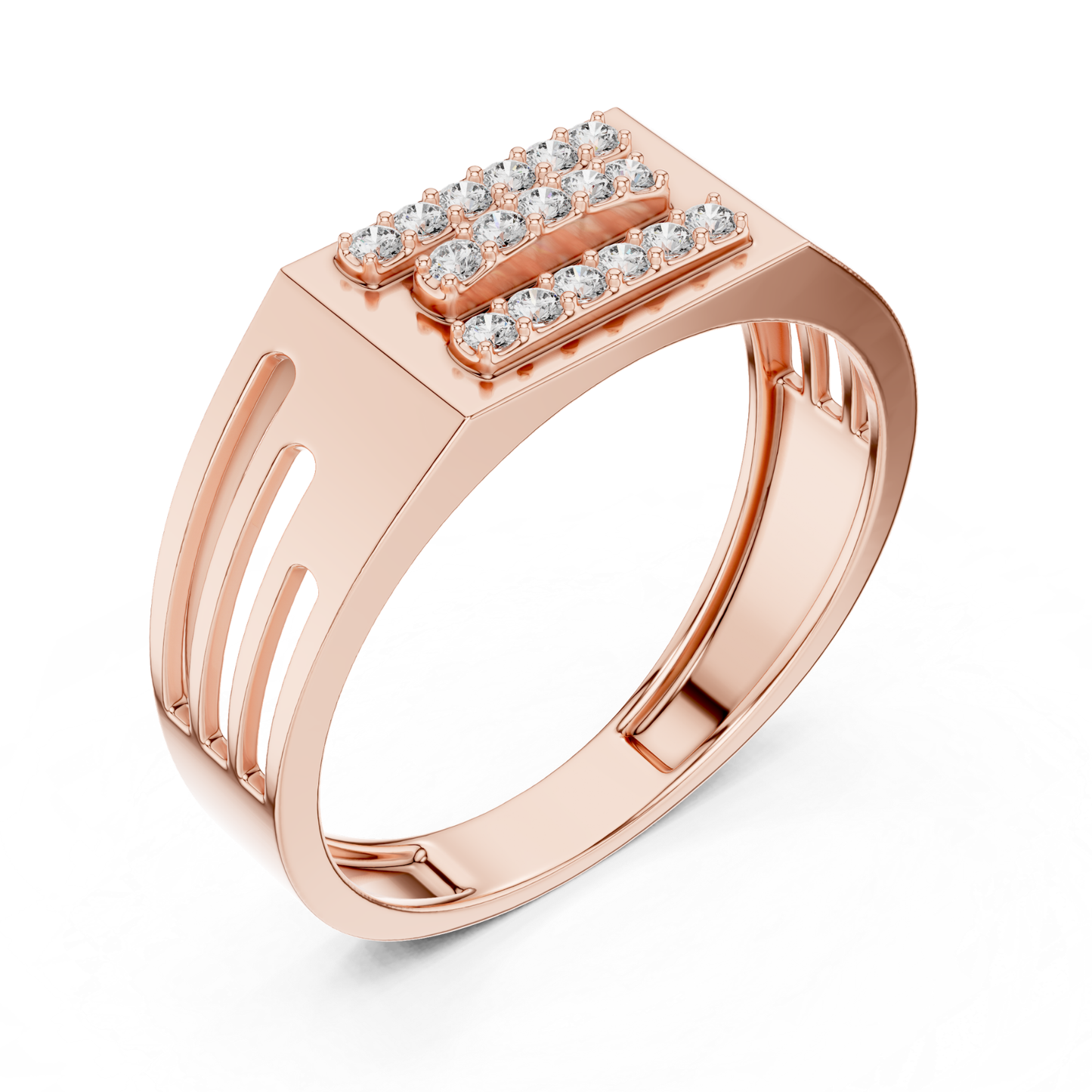 Round Cut Triple Row Men's Diamond Band | Modern Luxury Style