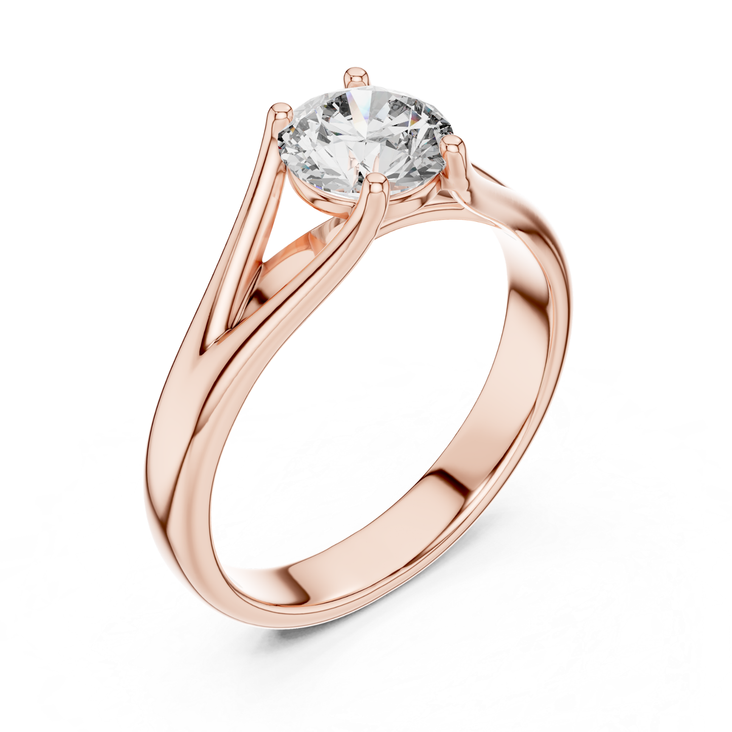 Round Diamond V Shape Band Ring | 18K Gold Fine Jewelry
