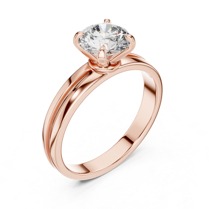 Round Diamond Plain Band Ring | 18K Gold Fine Jewelry