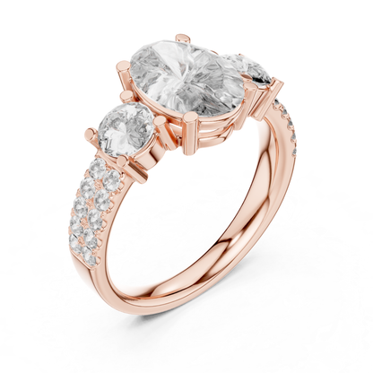 Oval Cut Three Stone Diamond Ring | Luxury Gold Engagement Style