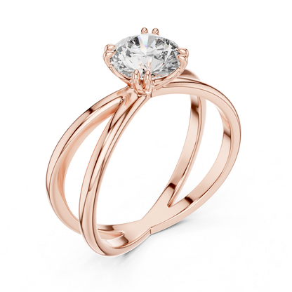 Round Diamond Criss Cross Band Ring | Where Brilliance Intertwines