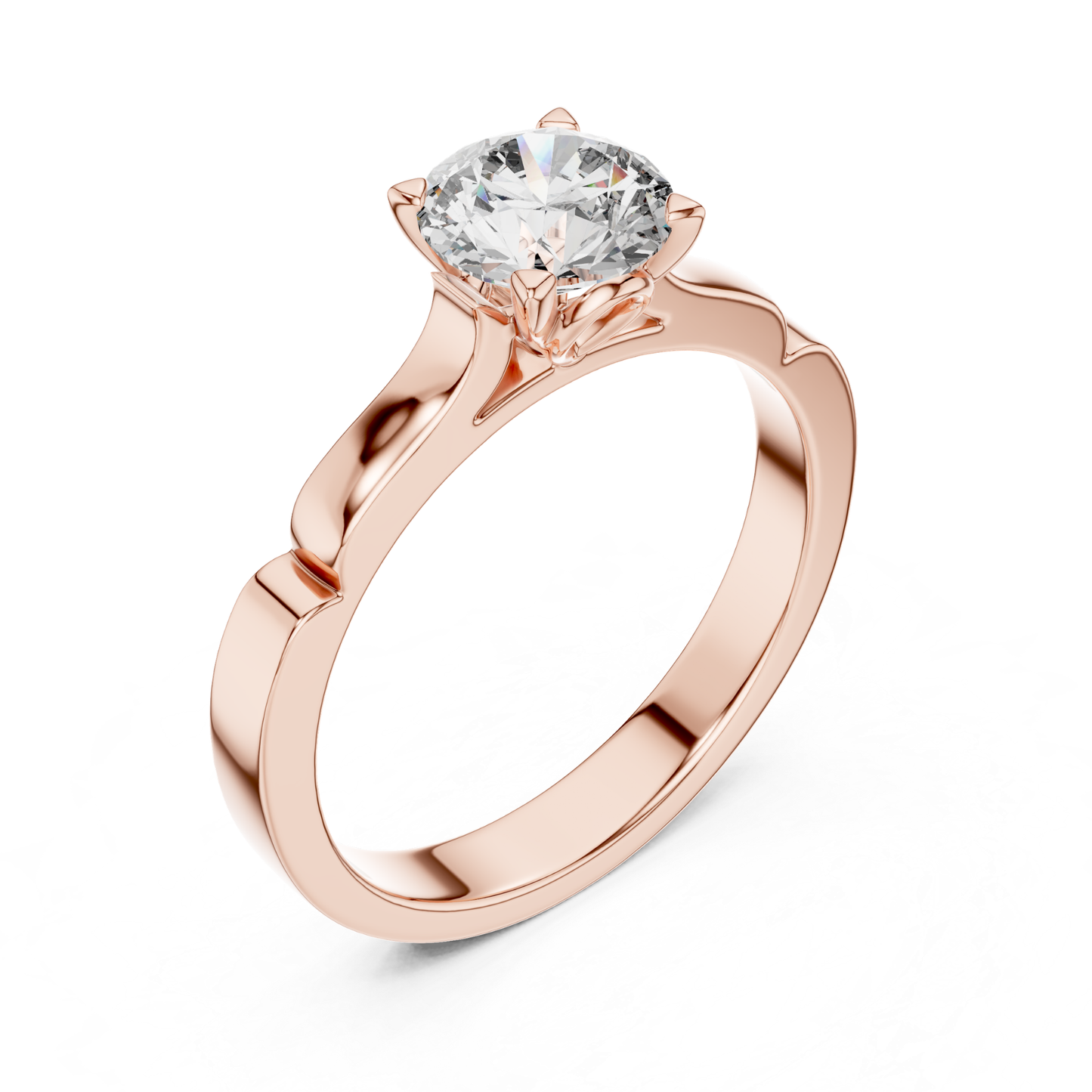 Round Diamond Structured Band Ring | 18K Gold Jewelry