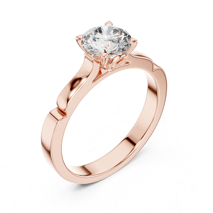 Round Diamond Structured Band Ring | 18K Gold Jewelry