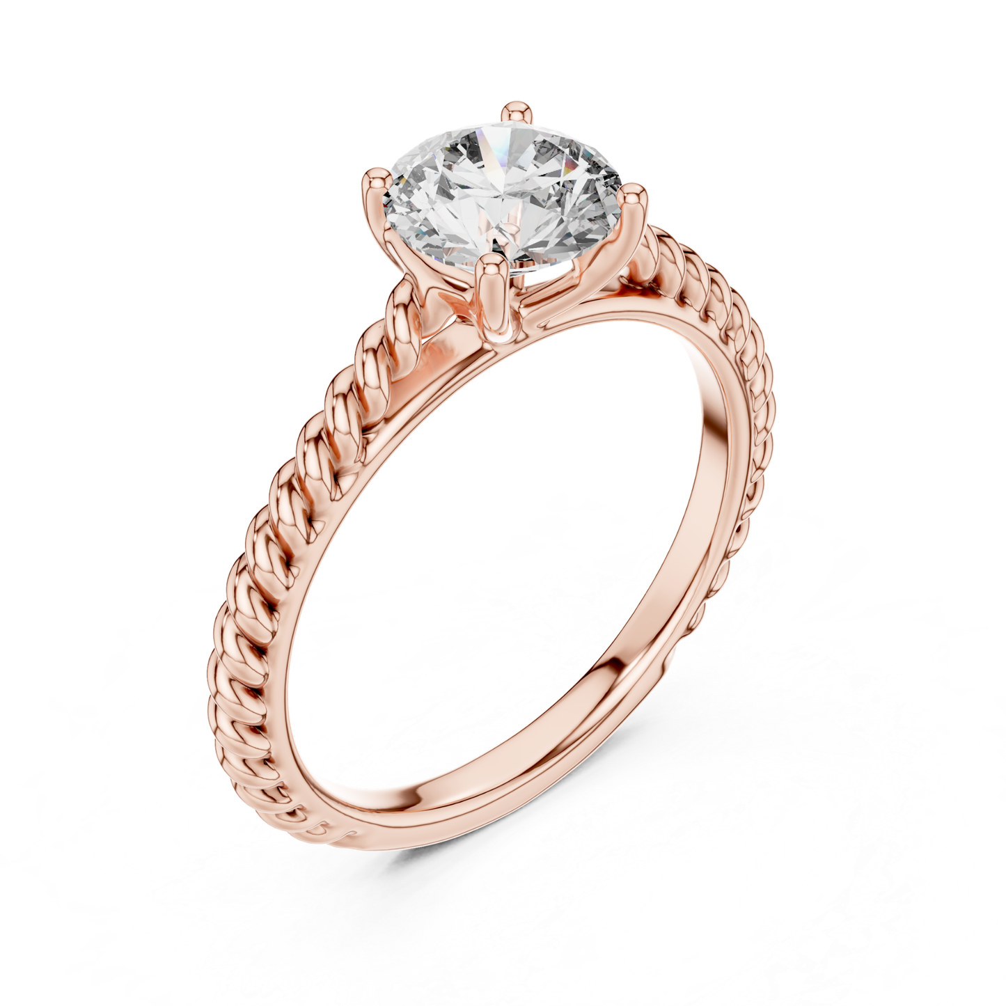 Round Diamond Rope Band Ring | 18K Gold Fine Jewelry