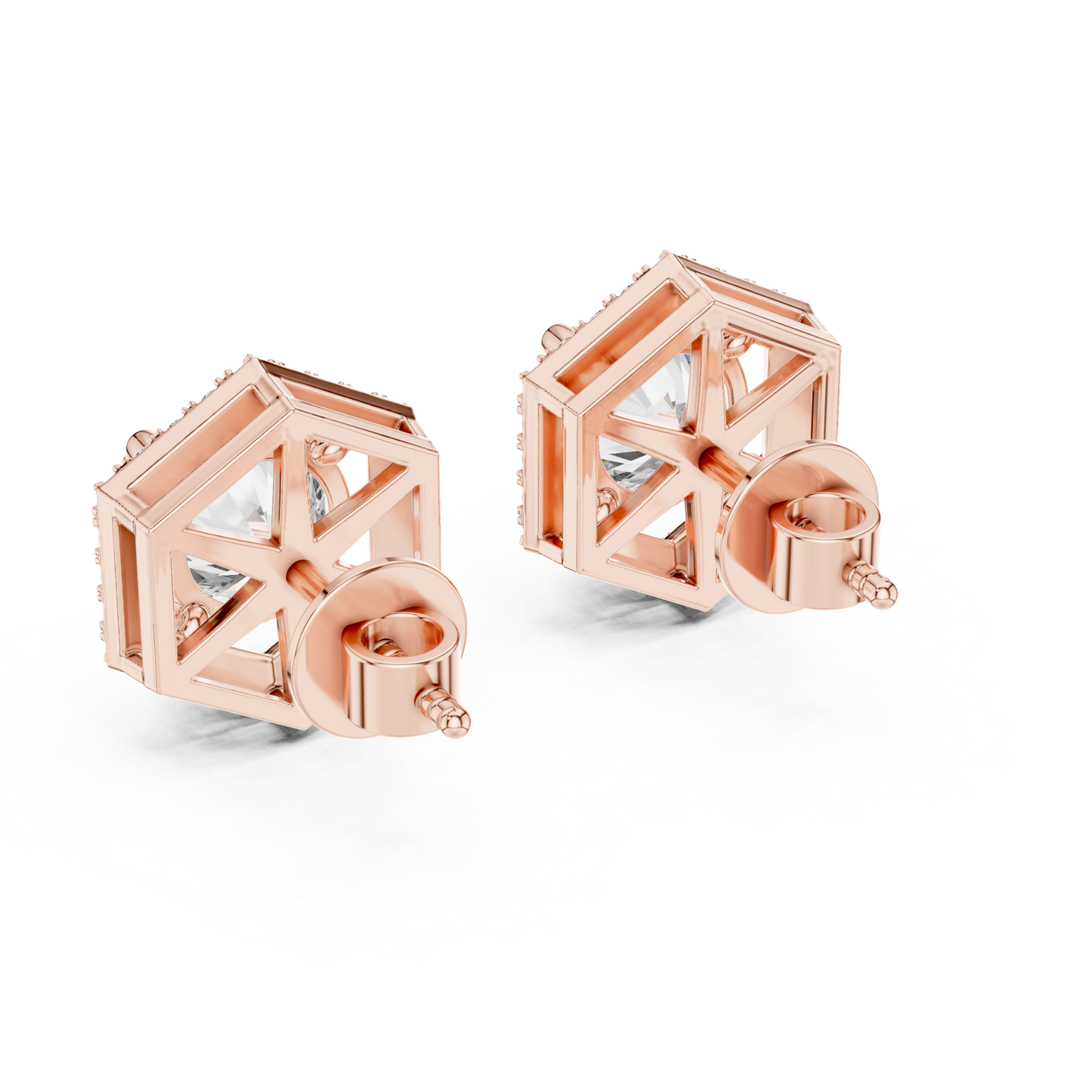 Runde Diamant-Halo-Ohrstecker | Geometrische Brillanz in edlem Gold