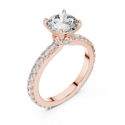 Classic Round Cut Diamond Engagement Ring | Luxury Gold Style