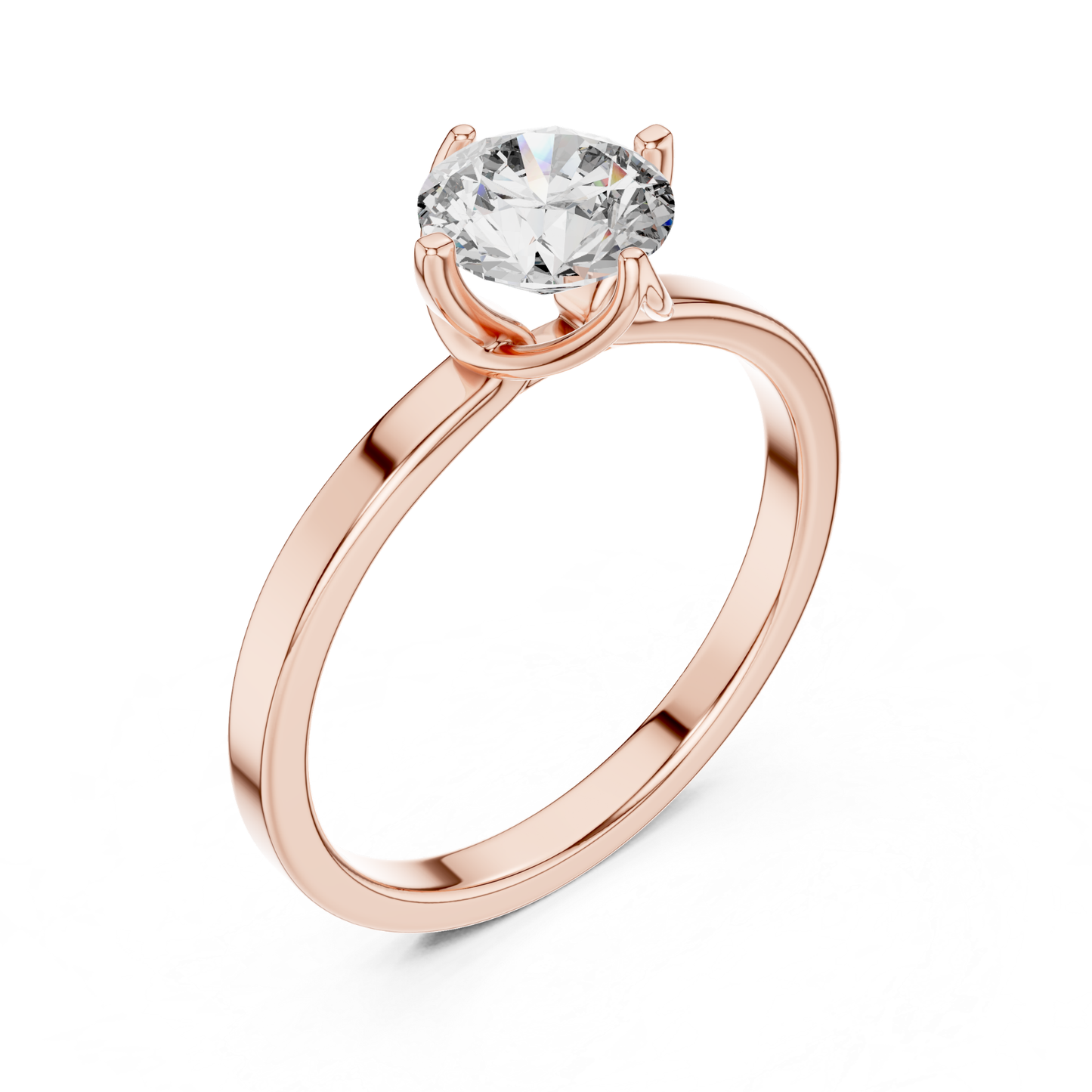 Round Diamond Heart Prong Ring | 18K Gold Fine Jewelr