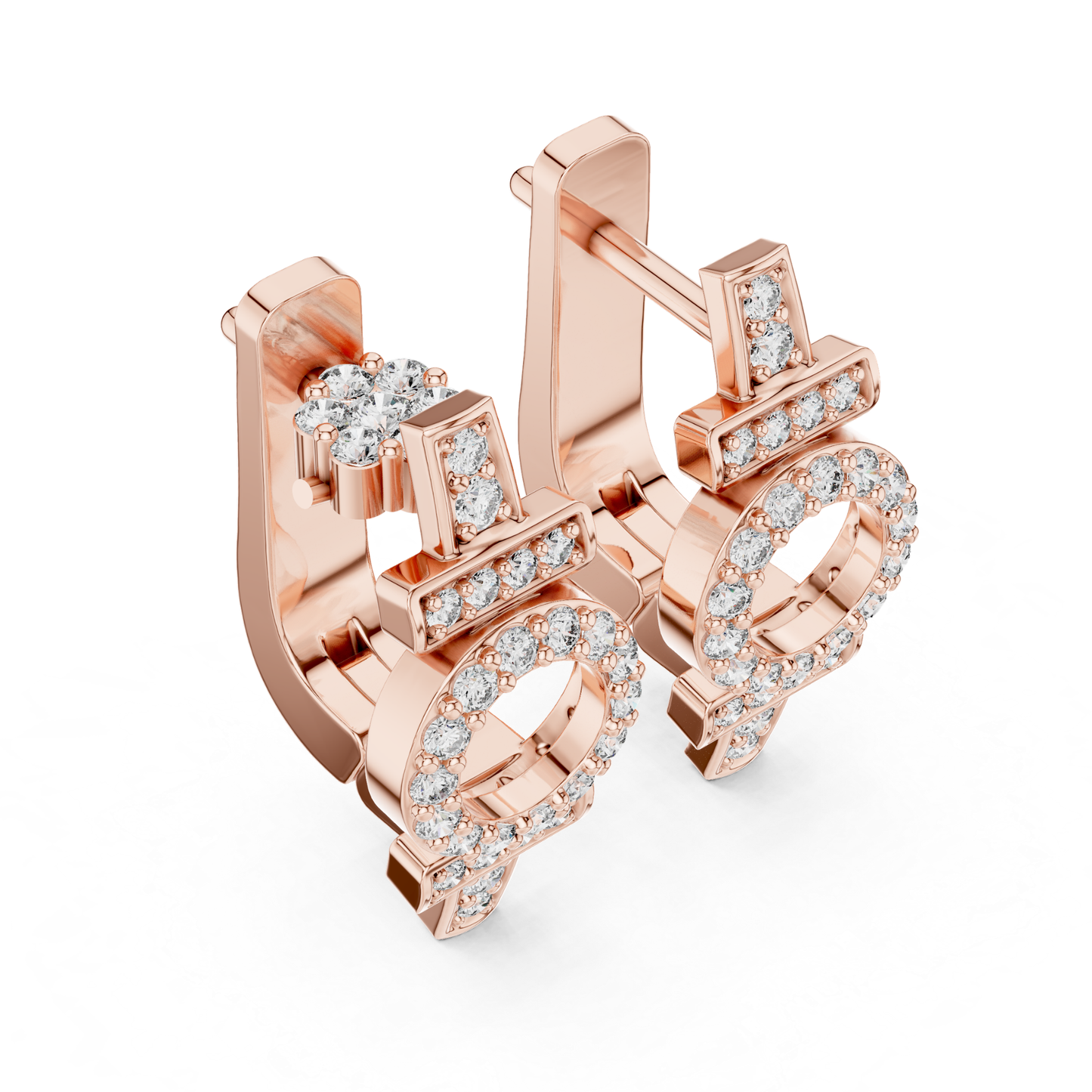 Geometric Circle Diamond Drop Earrings | Modern Gold Luxury