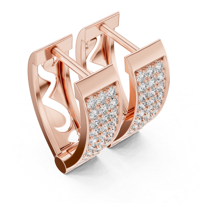 Rectangular Pave Diamond Hoop Earrings | Modern Luxe Brilliance