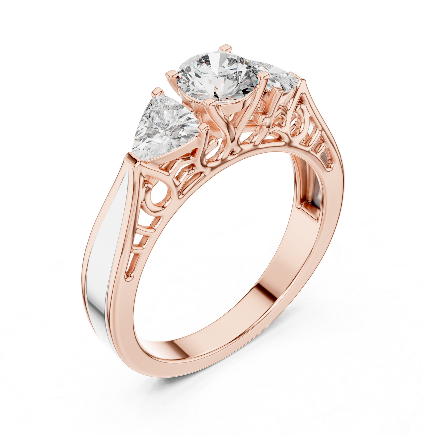 Runder Diamant-Ring mit drei Steinen | Drei Steine, eine Liebe