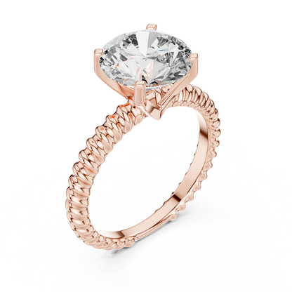 Round Diamond Rope Texture Ring | Twisted in Pure Brilliance