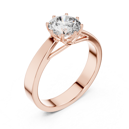 Round Diamond Solitaire Ring | 18K Gold Fine Jewelry