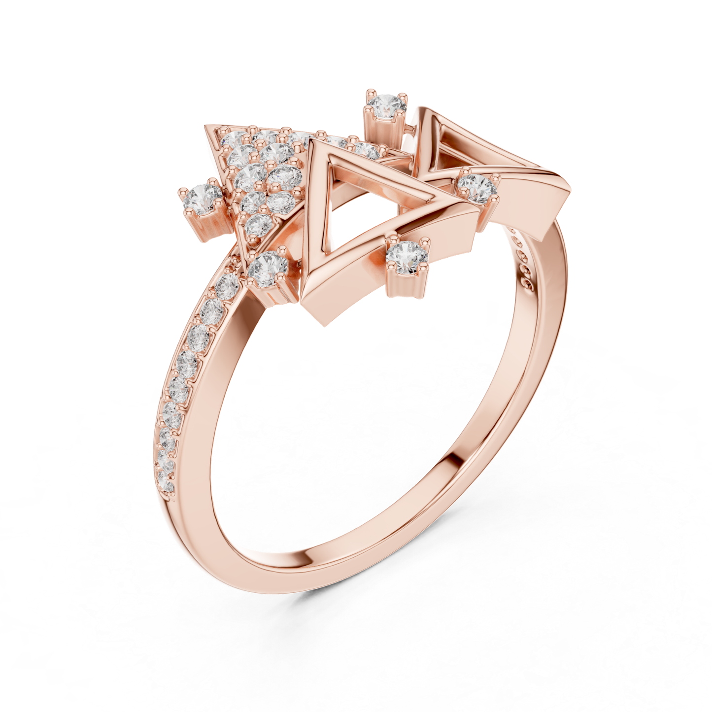 Round Diamond Triangle Open Wrap Ring | Modern Luxury Style