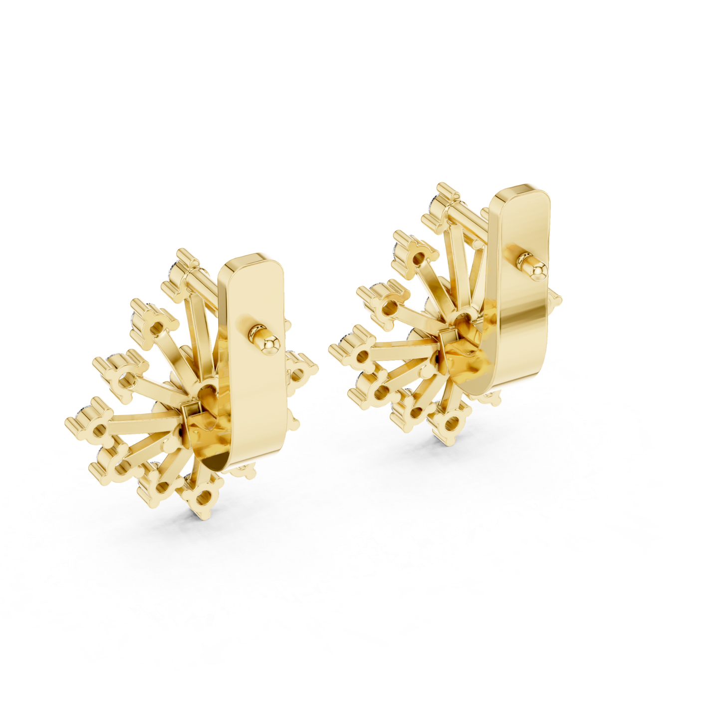 Starburst Diamond Stud Earrings with Round Brilliant Details | Celestial Glow