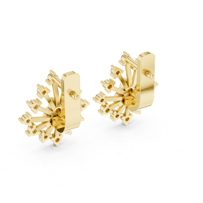 Starburst Diamond Stud Earrings with Round Brilliant Details | Celestial Glow
