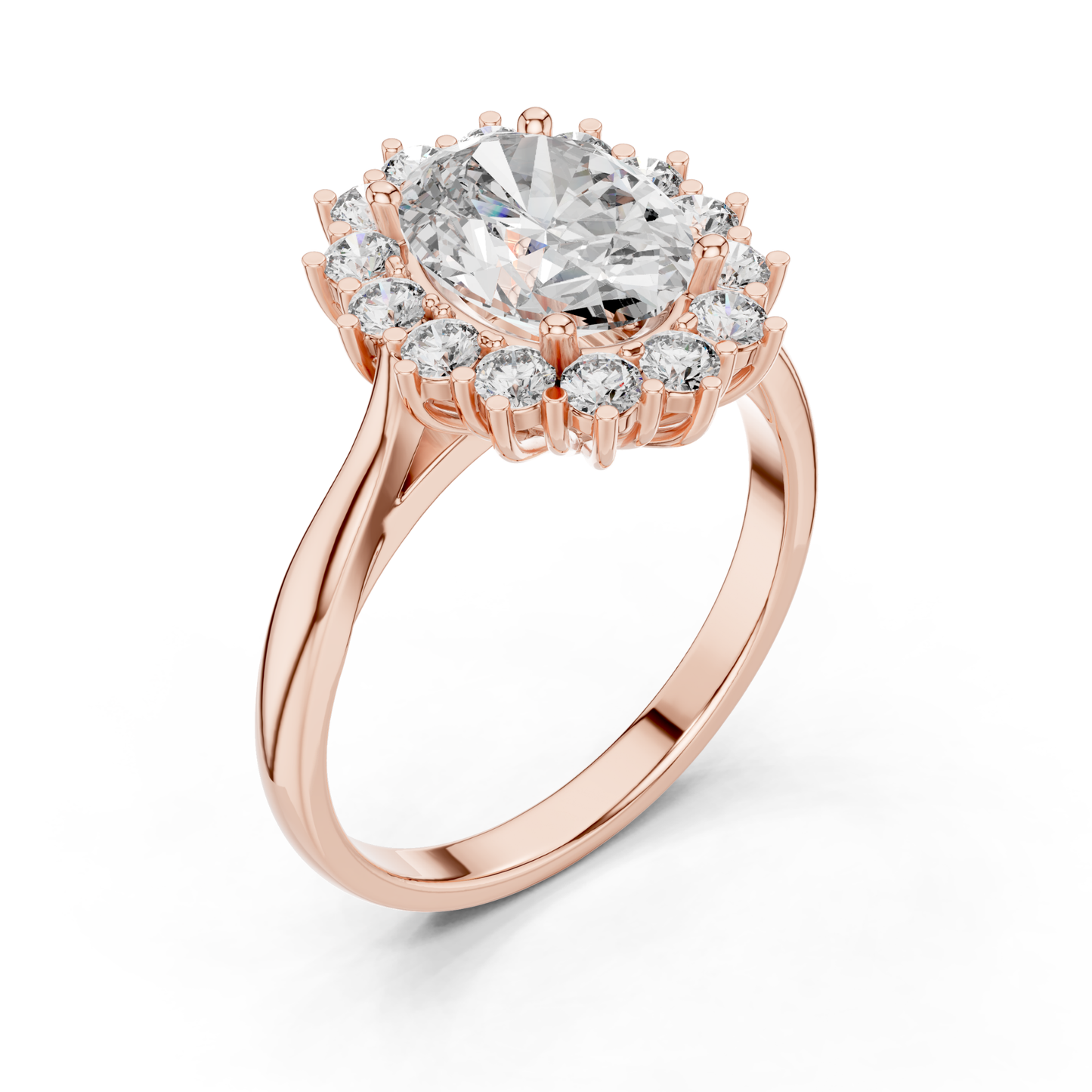 Oval Cut Halo Diamond Rings | Luxury Yellow Gold Statement Style