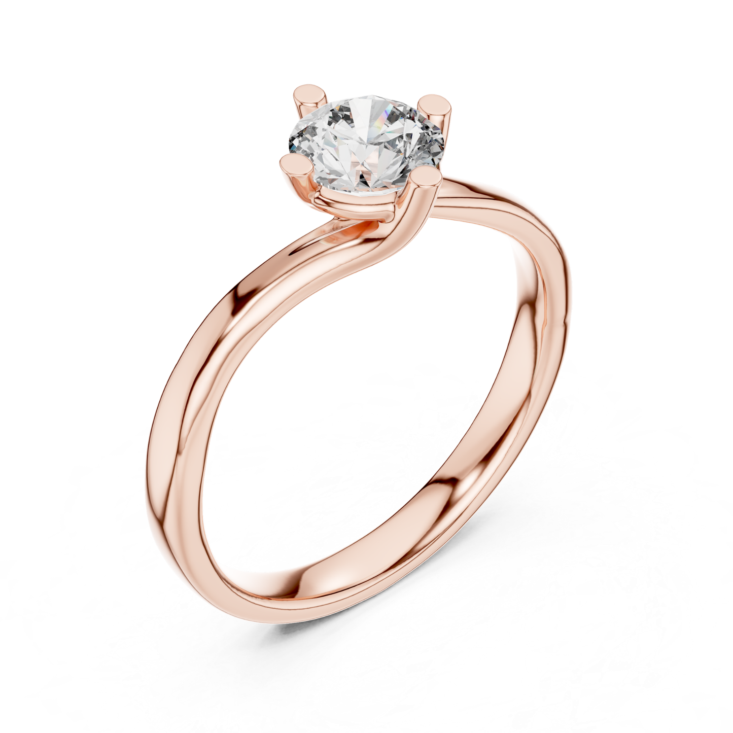Round Cut Twist Solitaire Diamond Ring | Elegant Modern Style