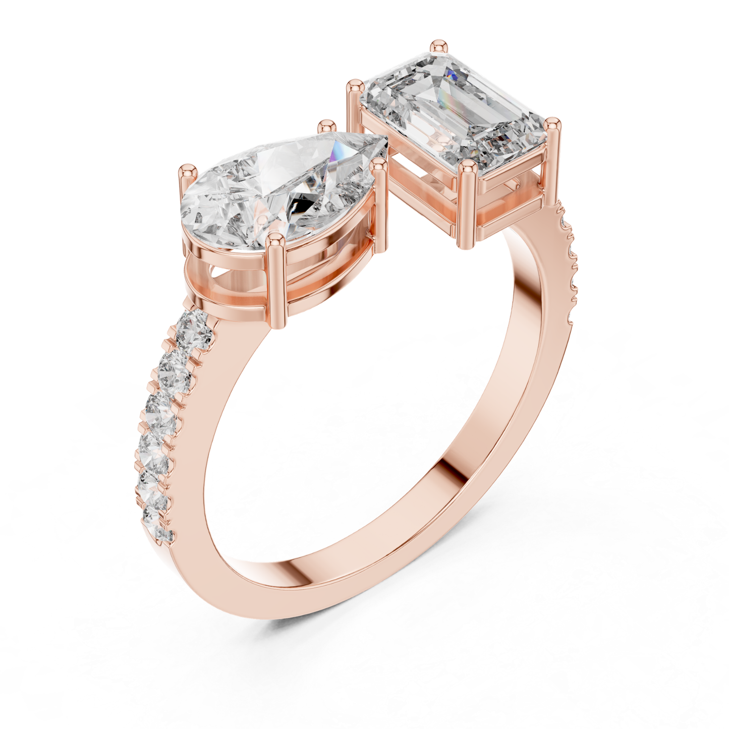 Pear and Emerald Cut Diamond Toi Et Moi Ring | You, Me & Forever