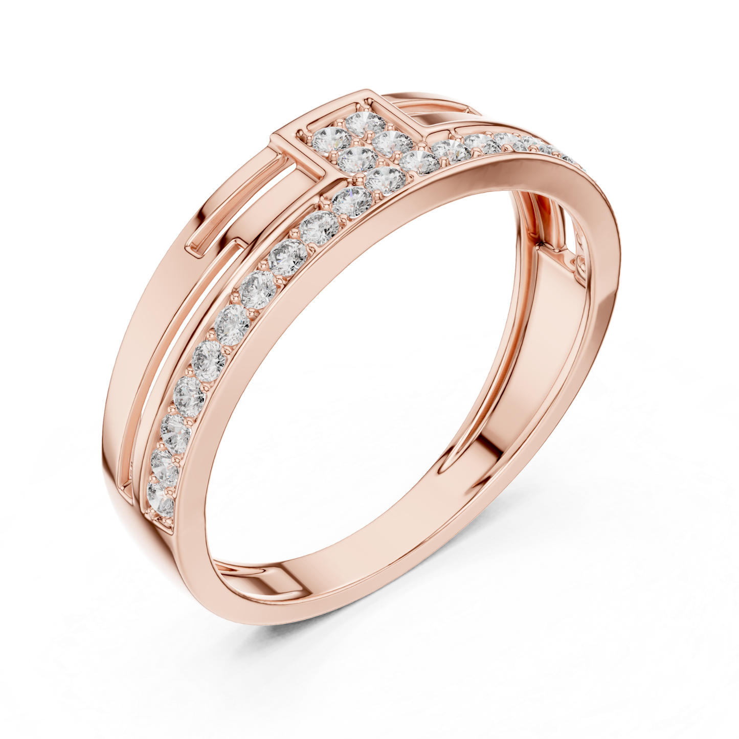 Round Diamond Channel Set Wedding Band | Modern Luxury Style