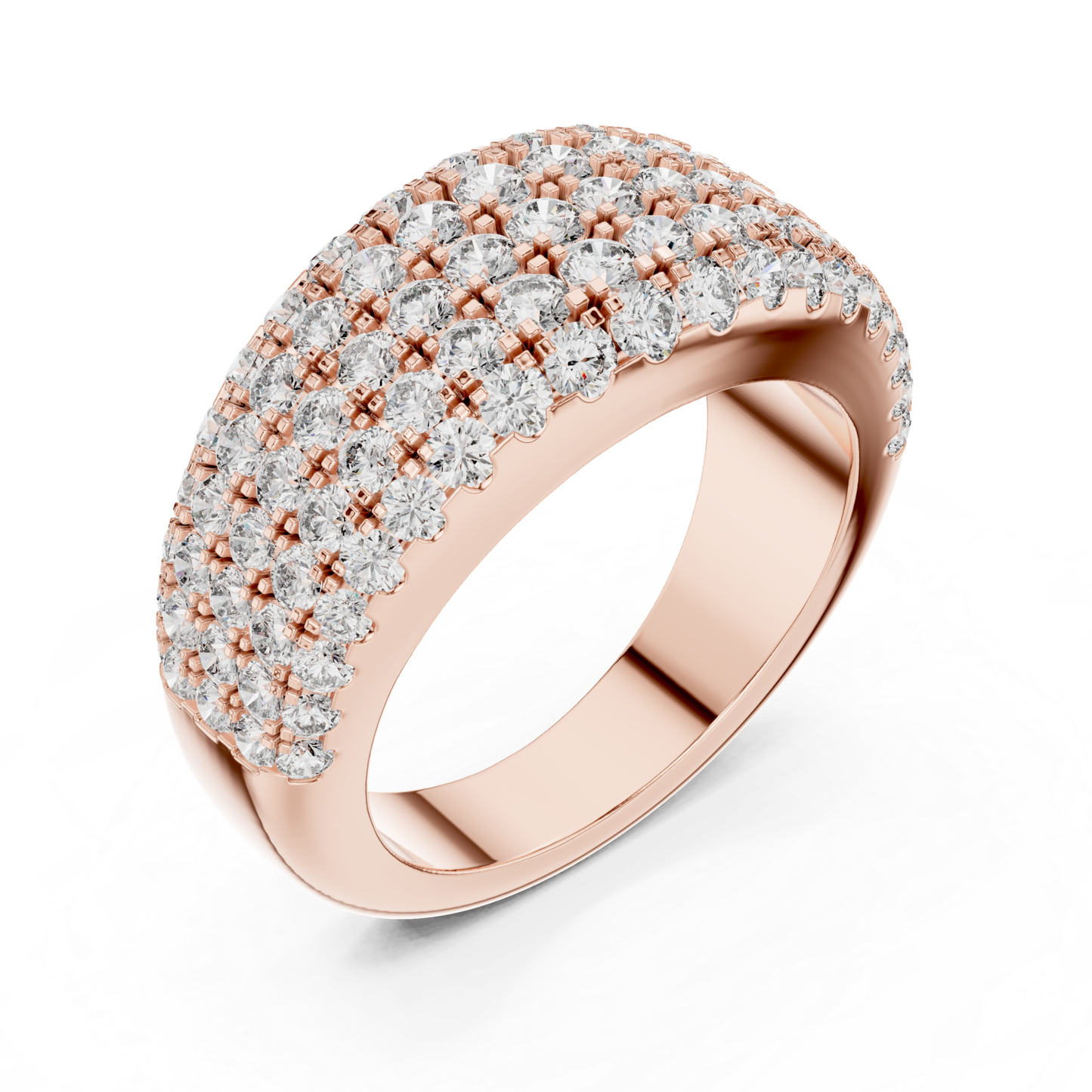 Luxury Multi Row Diamond Ring | Round Brilliant Sparkle