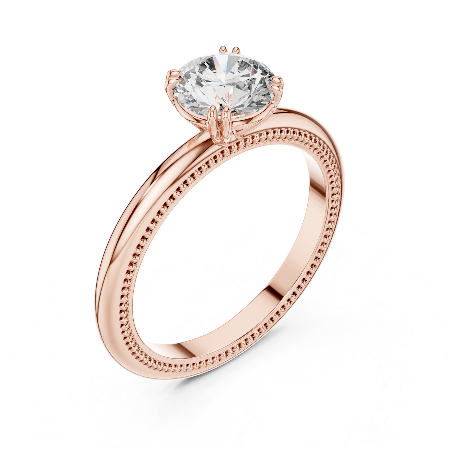 Round Diamond Milgrain Band Ring | 18K Gold Fine Jewelry