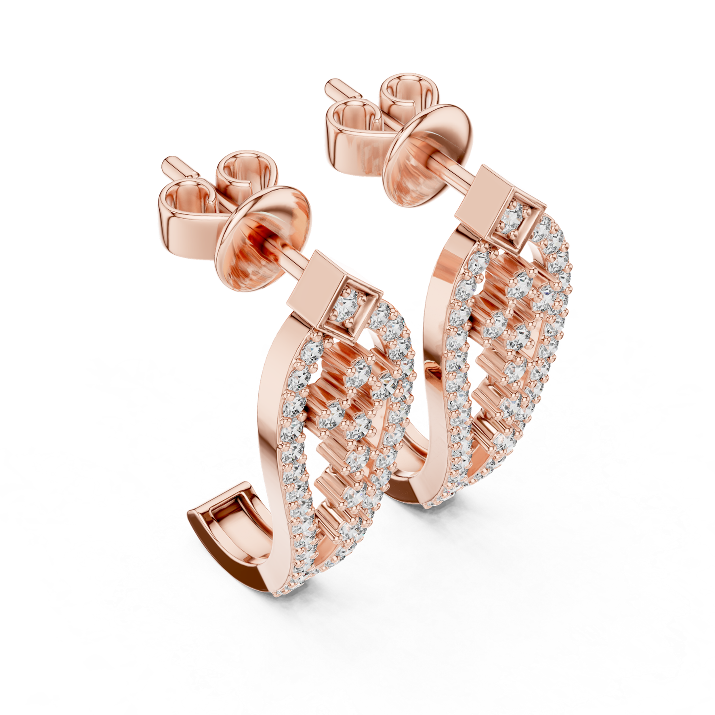 Geometric Diamond Drop Earrings with Openwork Elegance | Modern Luxury