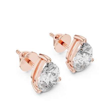Pear Shape Diamond Stud Earrings | Prong Setting 18K Gold