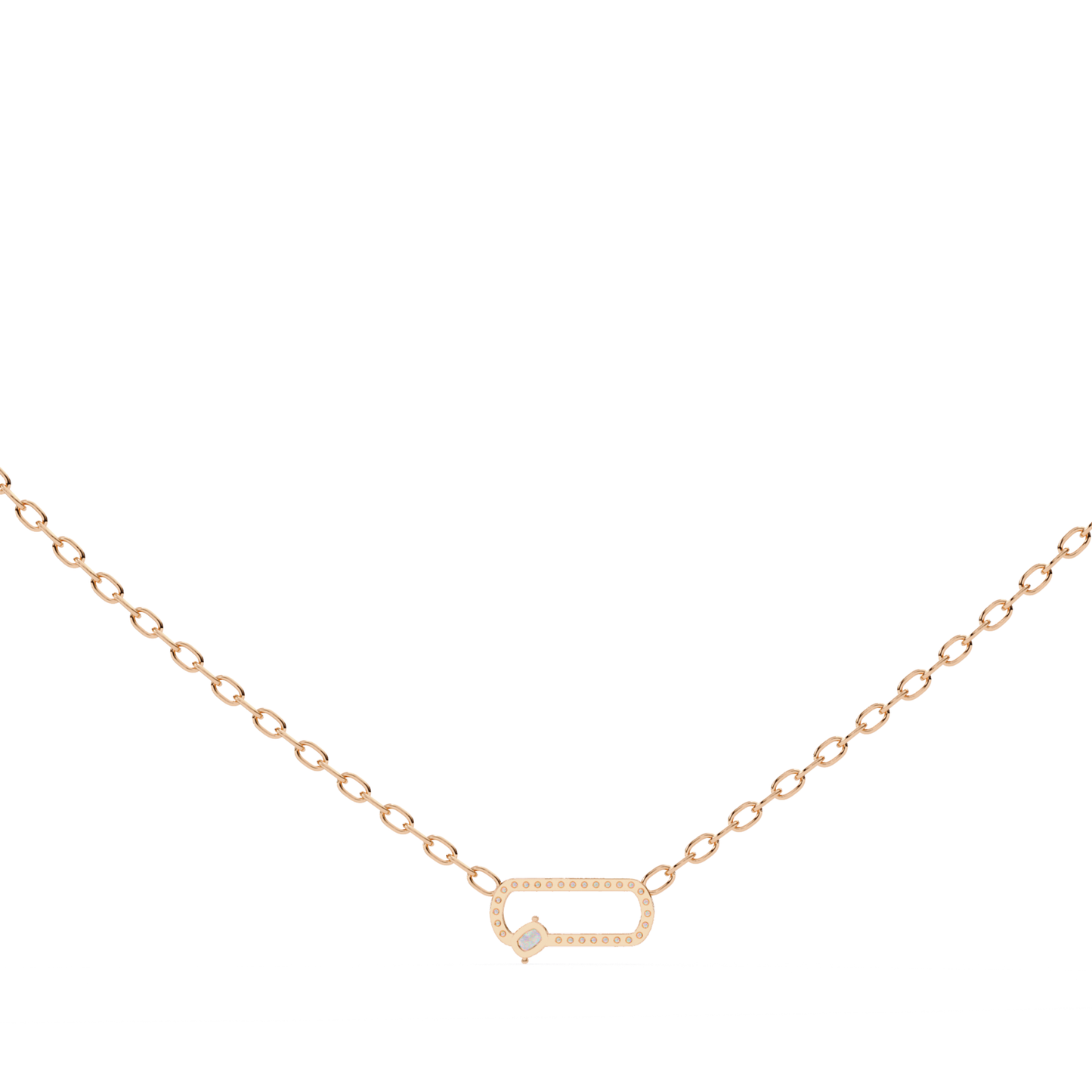 Cushion Cut Lab Grown Diamond Link Pendant With Chain | 18K