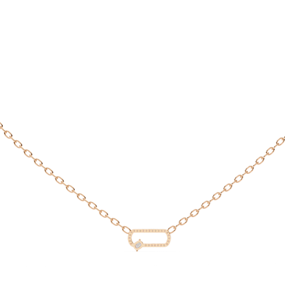 Cushion Cut Lab Grown Diamond Link Pendant With Chain | 18K