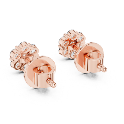 Round Diamond Cluster Stud Earrings with Prong Setting | 18K