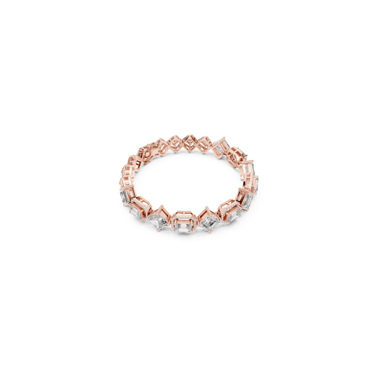 Round, Emerald & Radiant Diamond Bracelet | Luxury Tennis Style