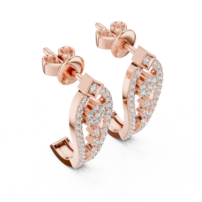 Floral Geometric Diamond Drop Earrings | Openwork Luxury Design