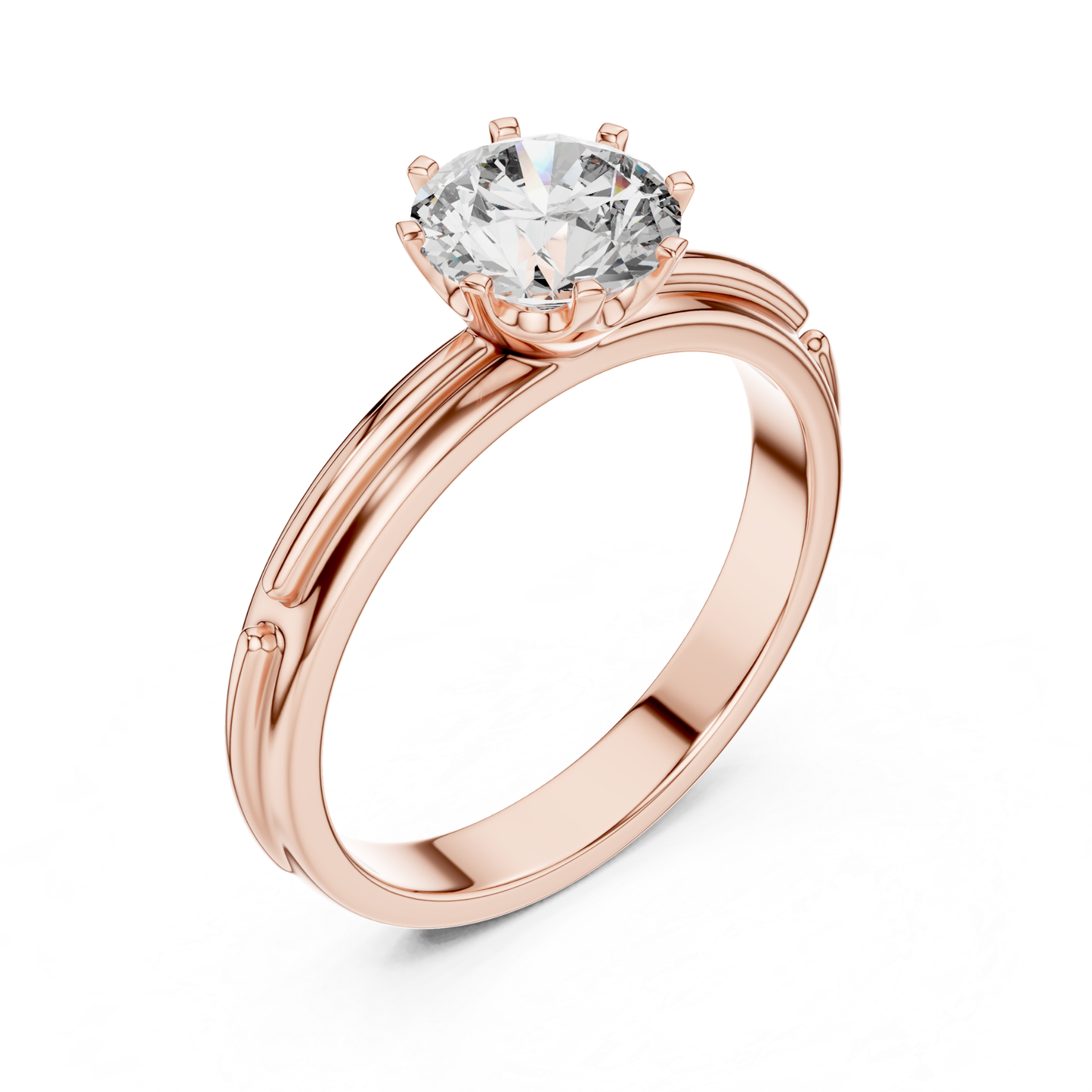 Round Diamond Designer Band Ring | 18K Gold Fine Jewelry