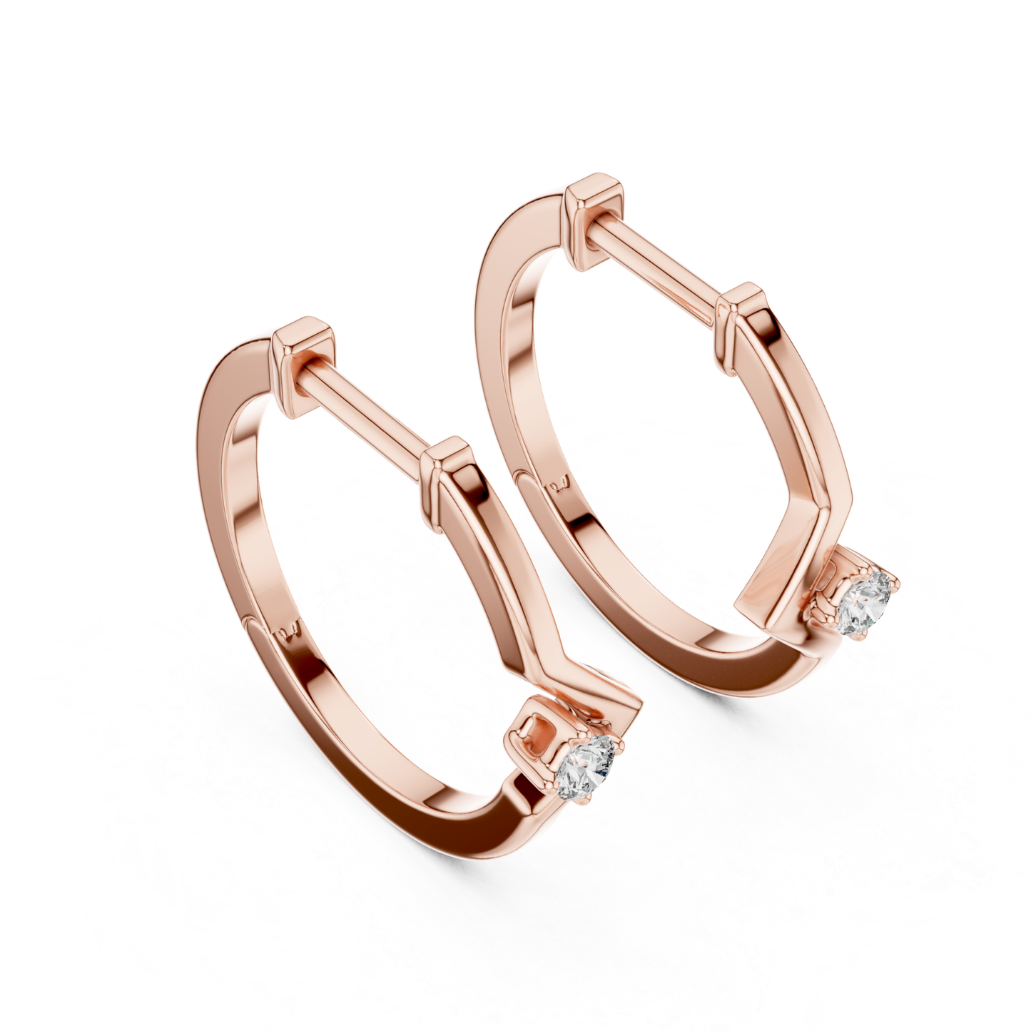 Modern Zigzag Diamond Hoop Earrings with Minimal Elegance | Luxury Jewelry